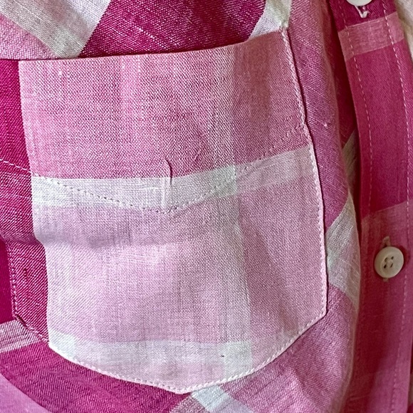 Victorias Secret Brand Moda International Pink Plaid 100Linen Shirt Dress Size 2 - Picture 5 of 8